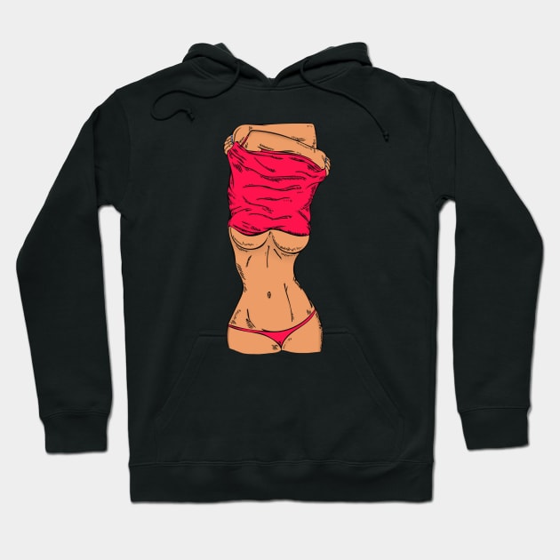 18+ Undressing Woman Hoodie by alexwestshop